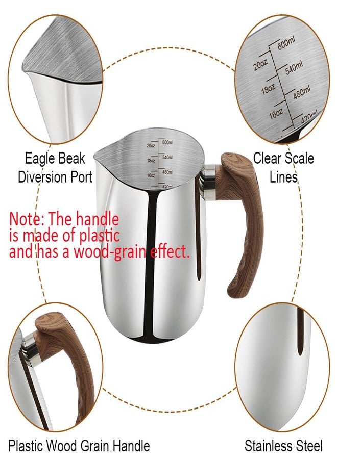Supvox® 600ml/21Oz Milk Frothing Pitcher with Latte Art Pen, Stainless Steel Milk Frother for Coffee Steel Jug for Cappuccino Barista Steam Pitcher Coffee Accessories Coffee Frother Mug - Image 3