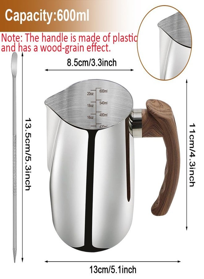 Supvox® 600ml/21Oz Milk Frothing Pitcher with Latte Art Pen, Stainless Steel Milk Frother for Coffee Steel Jug for Cappuccino Barista Steam Pitcher Coffee Accessories Coffee Frother Mug - Image 2