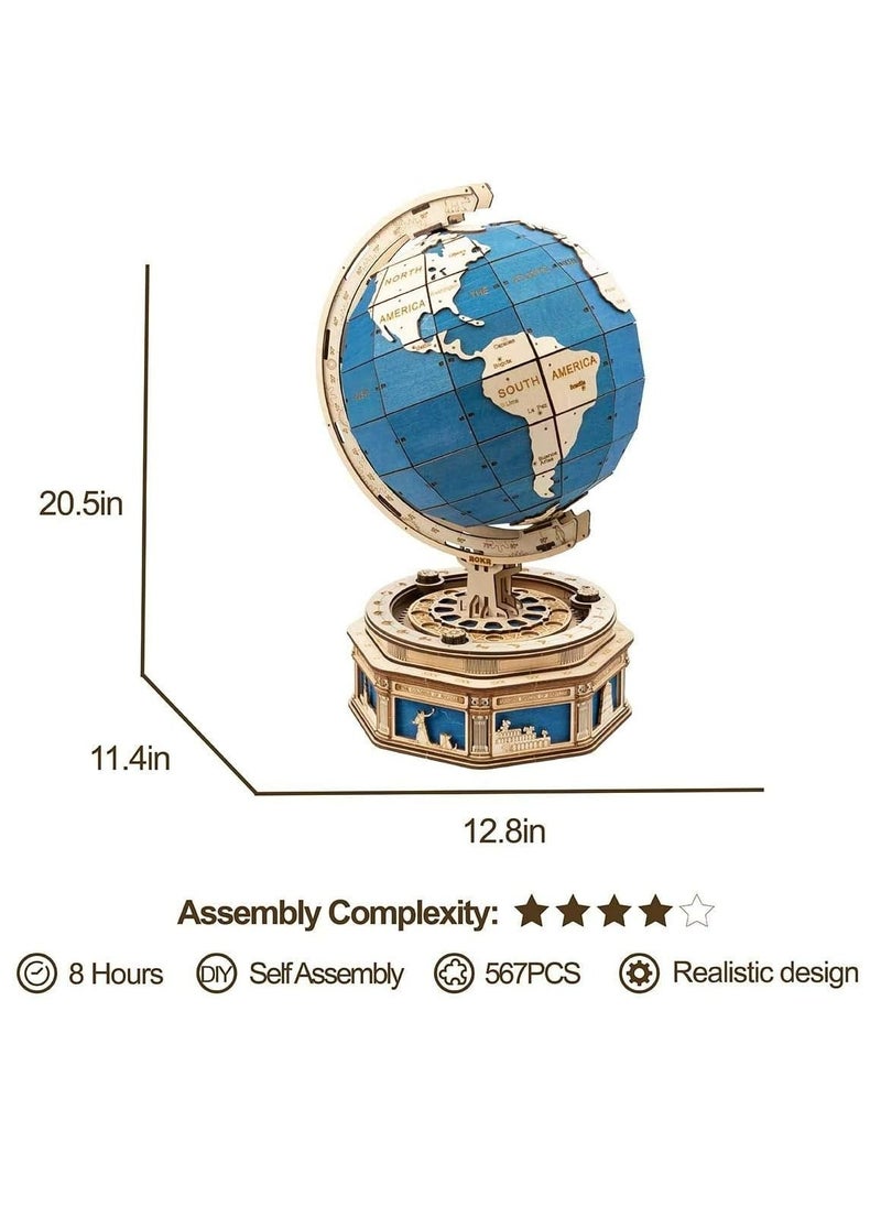 Robotime ROKR The Globe ST002,3D Wooden Puzzles for Adults/Teens, Creative Home Decor, Unique Gift for Craft Hobby Adults/Teens  - Image 2