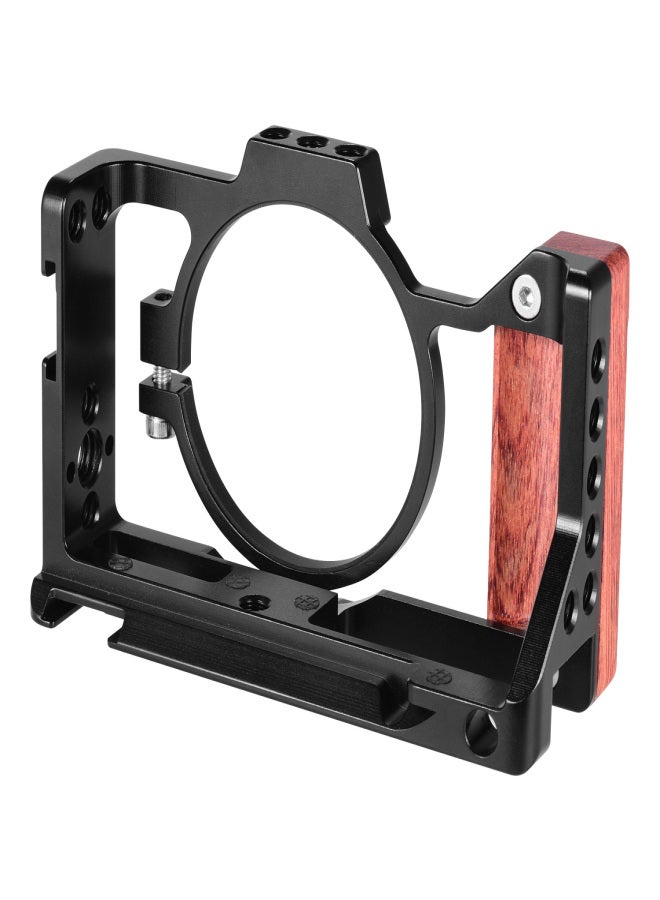 ANDOER Camera Cage Compatible with Sony ZV1 Camera with Wooden Handle Grip Cold Shoe for Mounting Microphone LED Light - Image 3