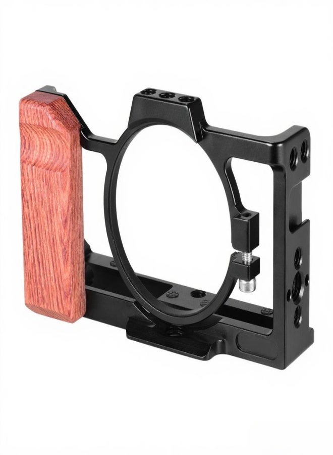 ANDOER Camera Cage Compatible with Sony ZV1 Camera with Wooden Handle Grip Cold Shoe for Mounting Microphone LED Light - Image 5