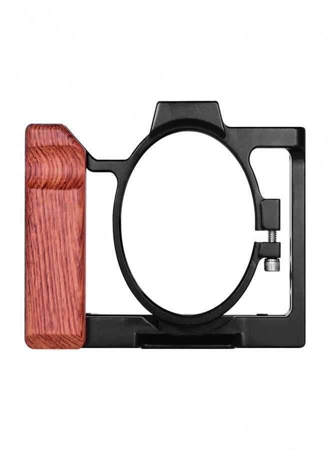 ANDOER Camera Cage Compatible with Sony ZV1 Camera with Wooden Handle Grip Cold Shoe for Mounting Microphone LED Light - Image 1
