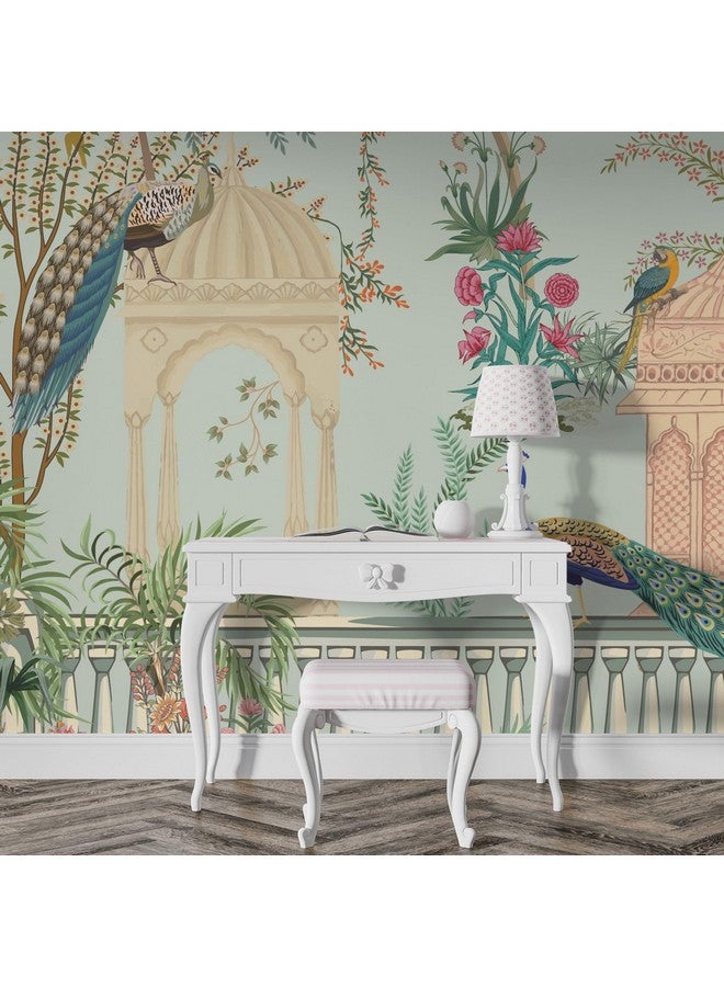 بيبر بلان ديزاين ورق حائط بتصميم طائرة ورقية على طراز الحدائق المغولية التقليدية الهندية العرقية (6 أقدام × 8 أقدام، فينيل لاصق ذاتيًا) - Image 5