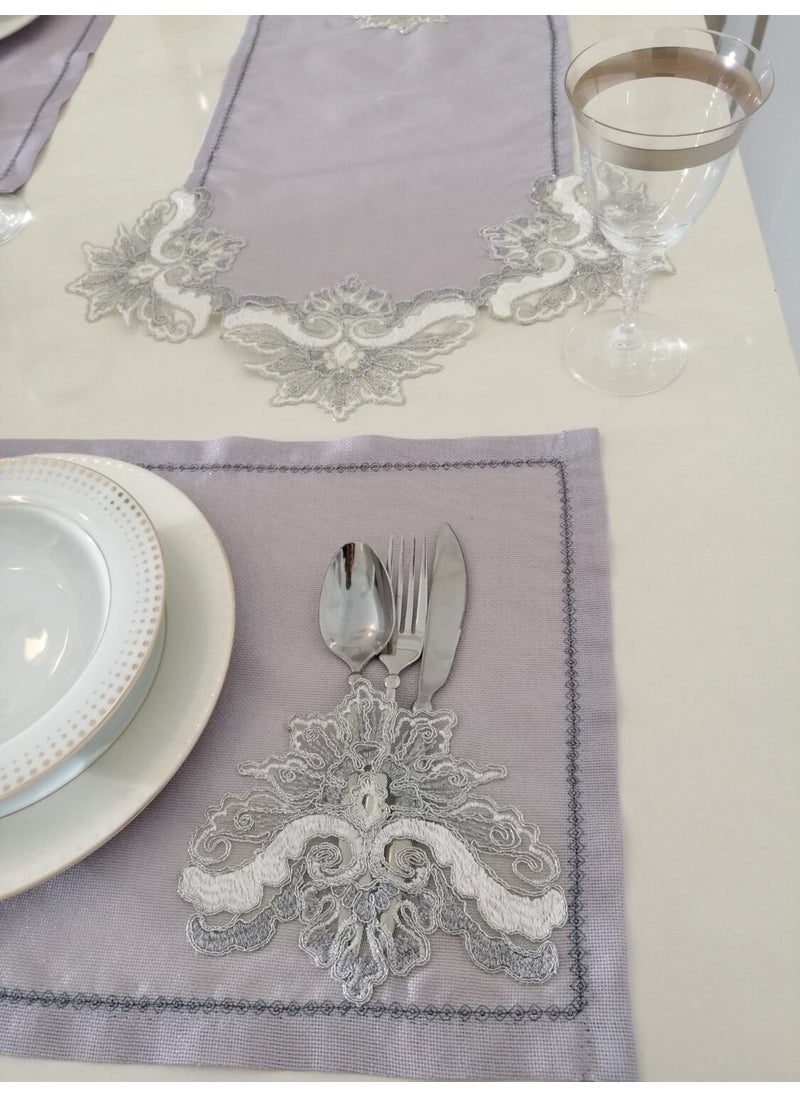 Lady Rio Presentation Set for 8 Persons with Placemat, Runner and Suppli. French Lace Presentation Set  - Image 2