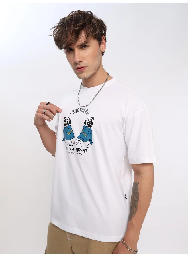 Beyoung Brothers Forever Printed Oversized T-shirt for Men