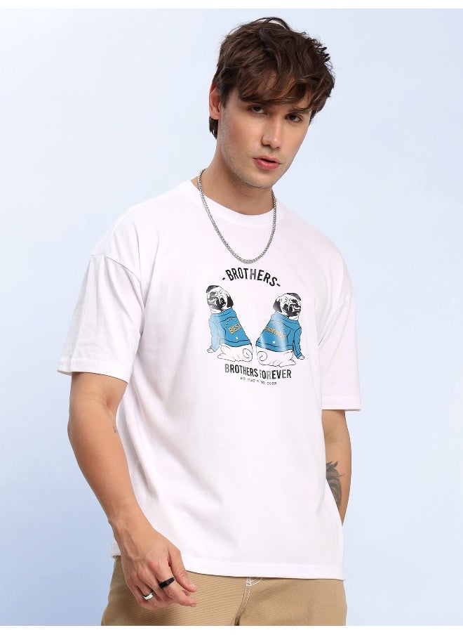 Beyoung Brothers Forever Printed Oversized T-shirt for Men  - Image 1