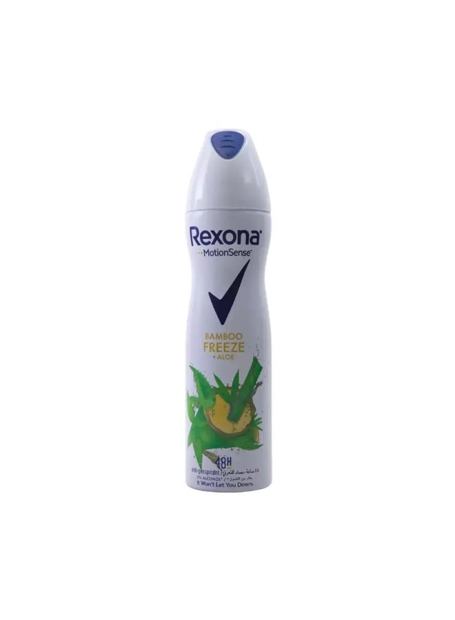 Rexona بخاخ الجسم المضاد للتعرق للنساء من ركسونا موشن سينس طويل الأمد مع فريز البامبو والألوة فيرا - 150 مل - Image 1