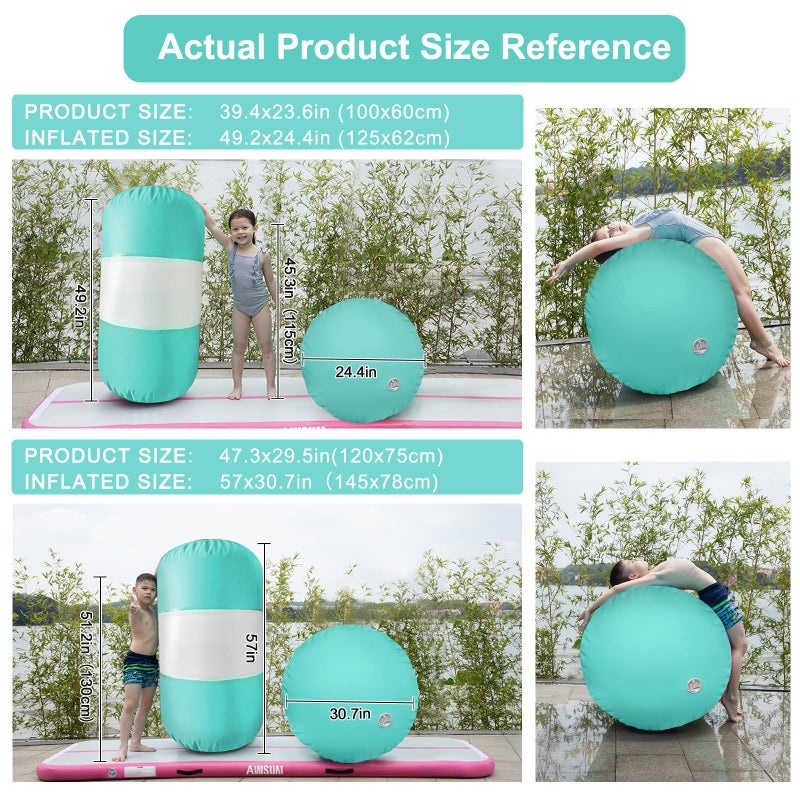 AWSUM Gymnastics Tumbling Equipment Barrel Inflatable Air Roller Thicken Octagon Mat back Handspring Trainer for Cheerleading Training Home Use, Without pump - Image 4
