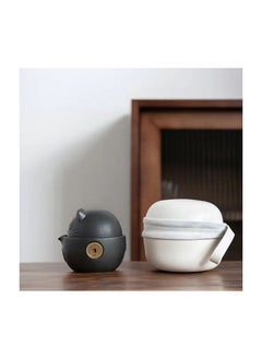 1-Set Cat Shape Travel Portable Ceramic Tea Set with Tea Pot/Cups/Storage Bag,Office Home Travel Teaware Gift For Friend