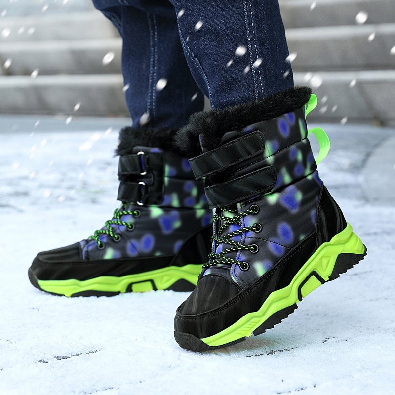 Kids Camo Snow Boots Warm Cotton Winter Green 155 