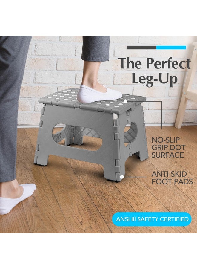 Handy Laundry Handy Laundry Folding Lightweight Step Stool is Sturdy Enough to Support Adults and Safe Enough for Kids. Opens Easy with One Flip. Great for Kitchen, Bathroom or Bedroom. (Grey | 2-Pack)  - Image 1