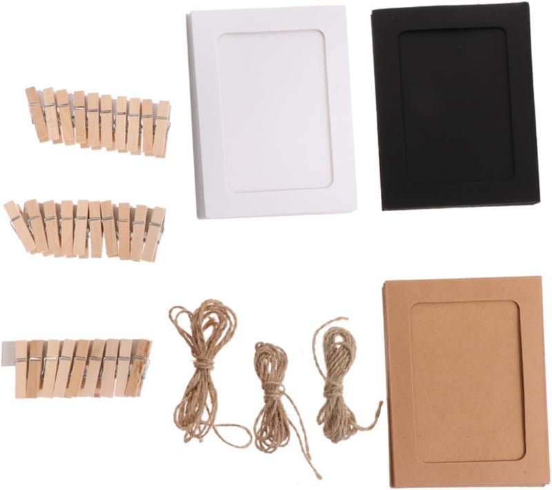 GALPADA 30pcs Wall Photo Frames Hanging Paper Picture Frames Set 5-inch White Black Kraft Paper, Lightweight Decorative Photo Wall Hanging for Home Décor - Image 1
