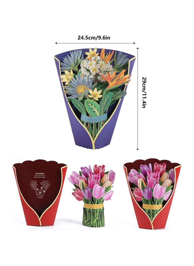 Y&D SYOSI Pop Up Greeting Cards, 3D Flower Bouquet Card, Handmade Gift Cards for Birthday Gifts, Mother's Day Anniversary 12 Inch Life Sized  - Image 2