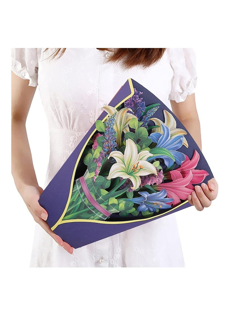 Y&D SYOSI Pop Up Greeting Cards, 3D Flower Bouquet Card, Handmade Gift Cards for Birthday Gifts, Mother's Day Anniversary 12 Inch Life Sized  - Image 1