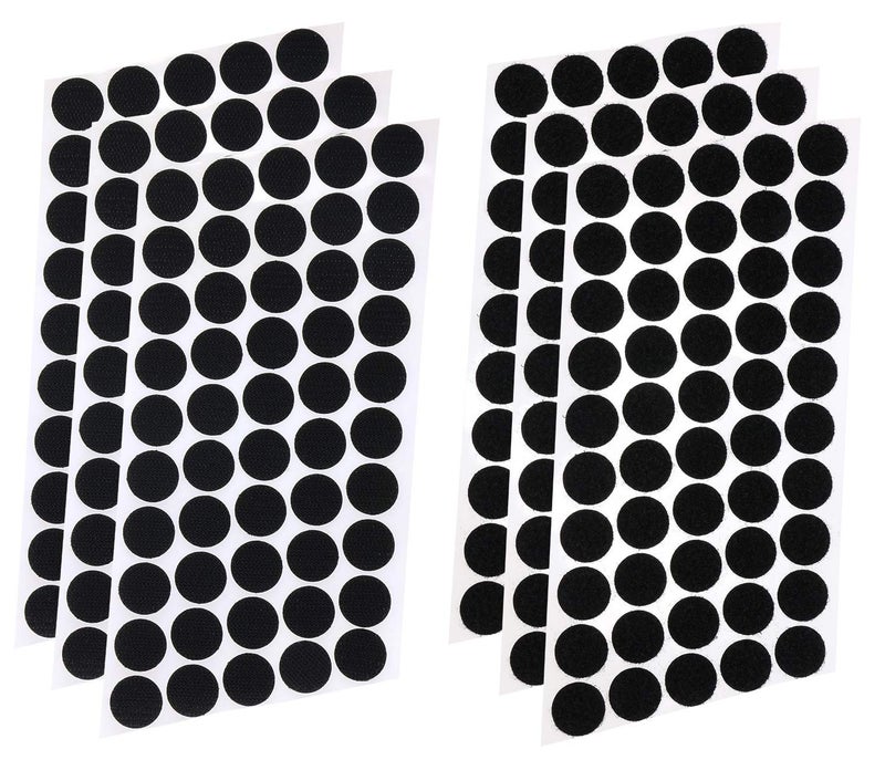 Mini Skater Mini Skater 34 Inch20mm Diameter Sticky Back Hook Self Adhesive Dots Loop Tapes Nylon Sticker Fastener for School Office Home300Pcs150PairsBlack 