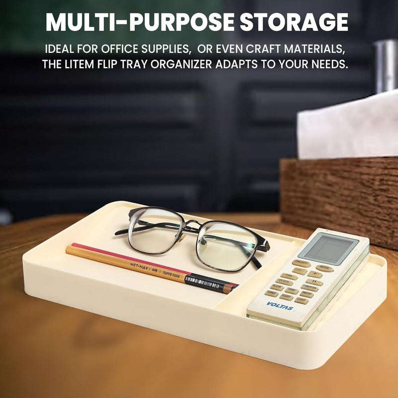 GadgetBite Desk Organiser Office Table Tray for Home Office Organizer Polyvinyl Chloride Desktop Tray for Office Home Stationery Pen Pencil Coins Notes Specs Earphone Cable Cord Gadget Accessories - Image 3