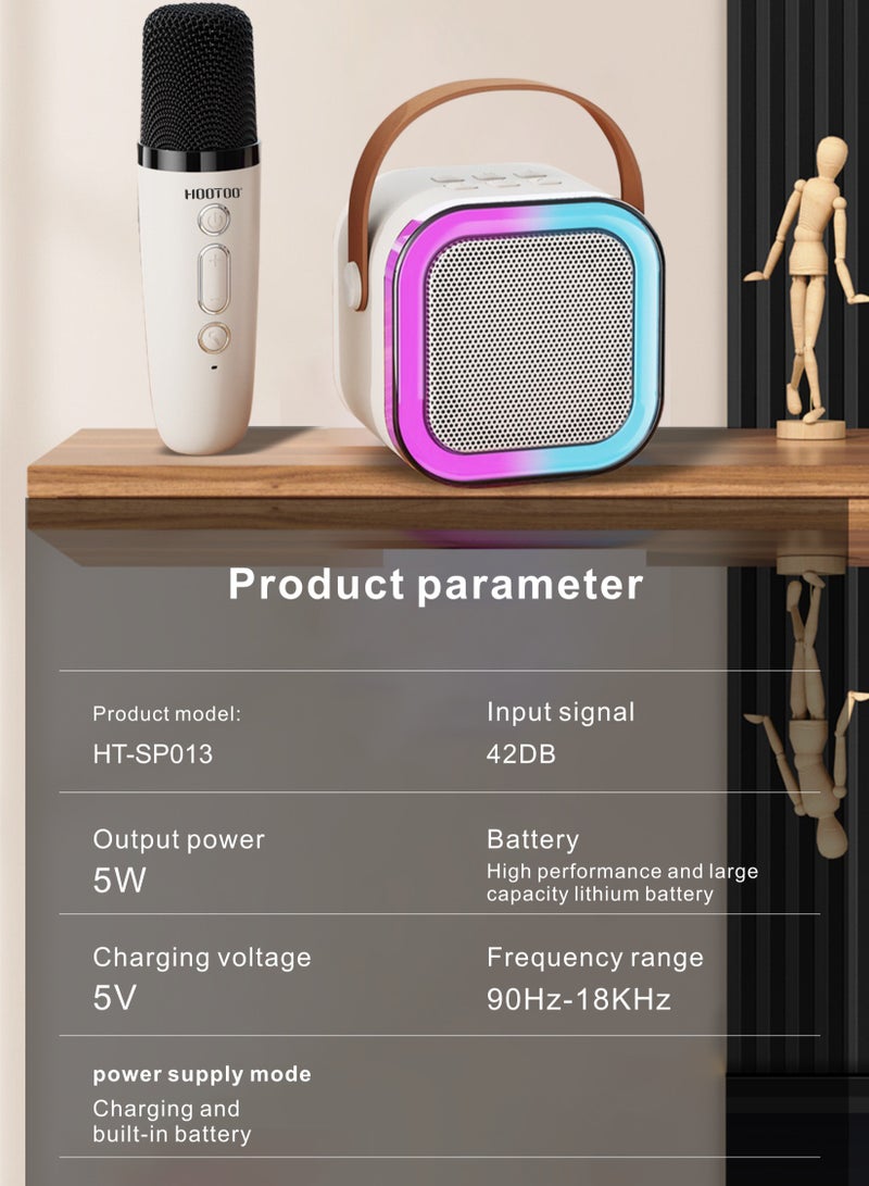 هوتو مكبر صوت كاريوكي بمكرفون وسماعه صغير. مكبر صوت بلوتوث بأضائه متغيرة. سماعه مكبر صوت مع مايكرفون لا سلكي بازرار تحكم. سماعه بلوتوث بصوت قوي وواضح. سماعه سبيكر  بازرار تحكم بالسبيكر. سبيكر بلوتوث بمدخل ذاكرة SD. - Image 5