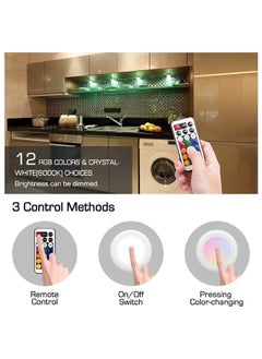REOCLE 6 Pack LED Puck Lights Battery Operated Under Cabinet Light RGB Color Changing Night Lights Dimmable Push Light for Bathroom Kitchen Bedroom  - Image 4