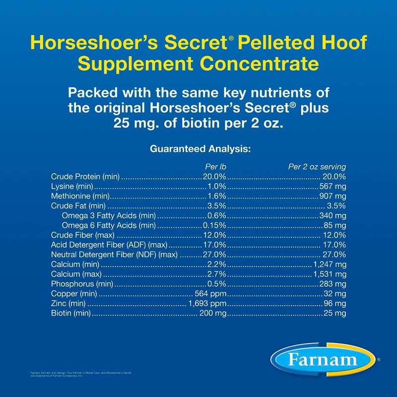 Farnam Horseshoer's Secret Pelleted Hoof Supplements Concentrate, Economic formula with 25 mg. of biotin per 2 oz. serving, 3.75 lb., 30 day supply - Image 5