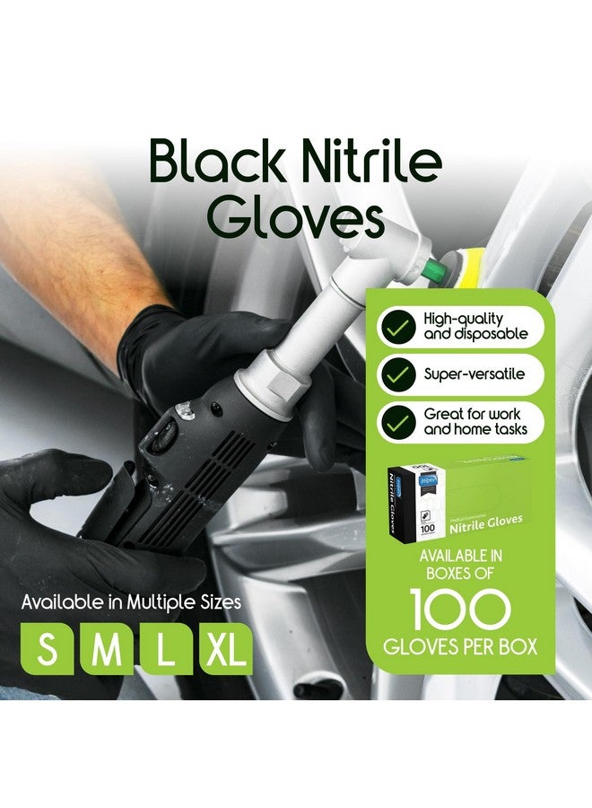 Inspire Black Nitrile Disposable Gloves | 4.5 Nitrile Chemical Resistant Medical Cooking Cleaning Gloves (Black - Box Of 100, Medium) - Image 1