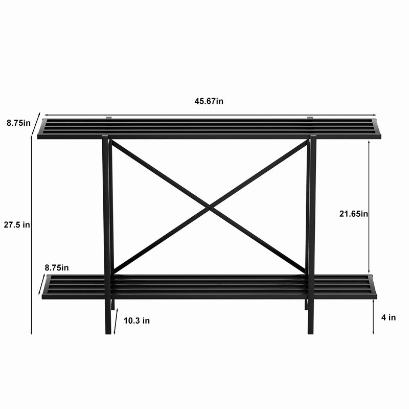 Zhongma 2 Tier Window Height Metal Sturdy Heavy Plant Stand, Narrow Plant Stand Indoor and Outdoor, L45.67 x W10.3 x H27.5 inch, 440 LBS Capacity & Heavy Duty Construction. â€¦ - Image 5
