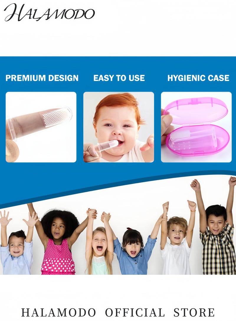 HALAMODO Baby Finger Toothbrush Silicone Baby Oral Massager Baby Training Toothbrush Suitable for Newborn Teeth Cleaning and Soothing Comes with Storage Box Suitable for Children and Pets - Image 3
