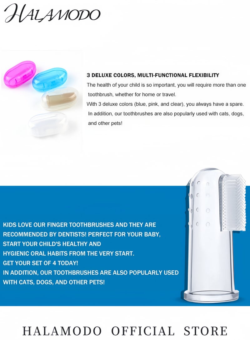 HALAMODO Baby Finger Toothbrush Silicone Baby Oral Massager Baby Training Toothbrush Suitable for Newborn Teeth Cleaning and Soothing Comes with Storage Box Suitable for Children and Pets - Image 4