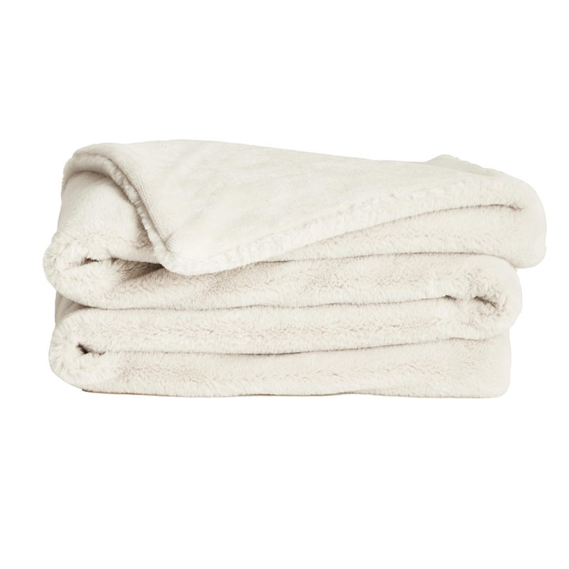 UnHide Lil Marsh  Faux Fur Blanket  Durable Lightweight Extra Soft Blanket  Machine Washable  Add a Layer of Softness to Any Bed Couch or Reading Chair  Snow White Small 50 x 60