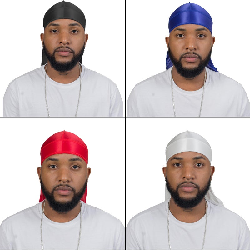 ForceWave 4PCS Silky Durags for Men Women 360 Waves with 1 Wave Cap, Silky Satin Durag Extra Long Tails - Image 2
