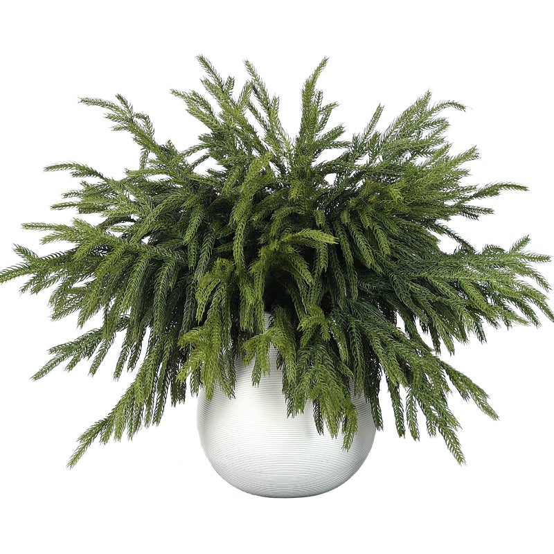 16 Pcs Real Touch Norfolk Pine Branch 18 Artificial Christmas Green Plants Branches Faux Greenery Stem Fake Cedar Pine Picks for Vase DIY Crafts Garland Wreath Xmas Indoor Outdoor Home Decor