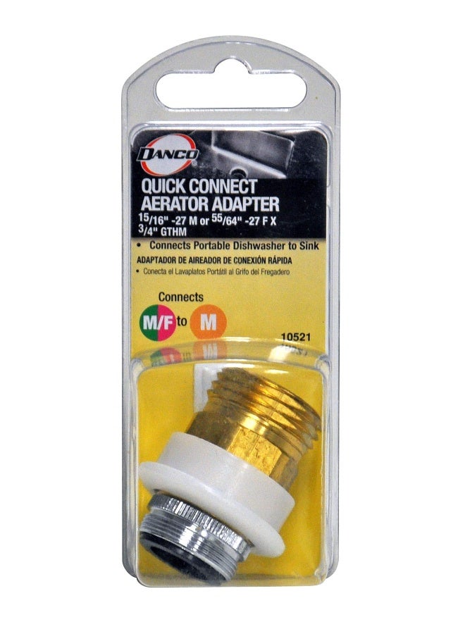Danco Dishwasher Snap Coupling Adapter 15 16 In 27M Or 55 64 In 27F X 3 4 In Ghtm Brass 10521 Brass Antique Brass - Image 2