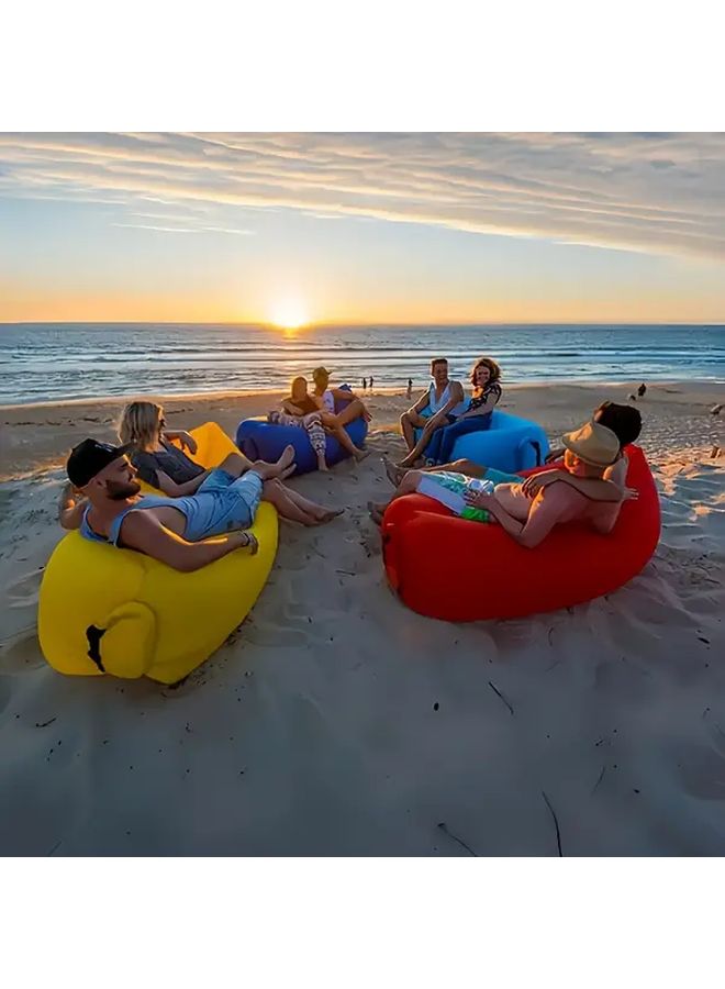 2 Person Quick Inflatable Portable Air Lounger Green Durable Polyester Fabric With Carry Case Compact Rectangular Design For Camping Beach Backyard Outdoor Relaxation Includes Repair Kit Comfortable Recliner Easy Storage Bag - Image 3