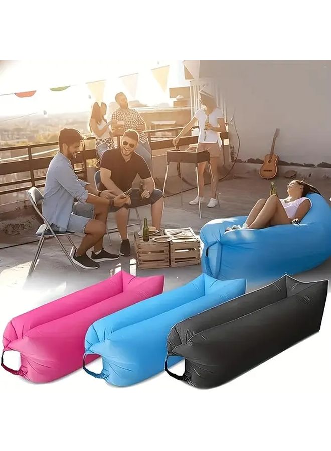 2 Person Quick Inflatable Portable Air Lounger Green Durable Polyester Fabric With Carry Case Compact Rectangular Design For Camping Beach Backyard Outdoor Relaxation Includes Repair Kit Comfortable Recliner Easy Storage Bag - Image 4