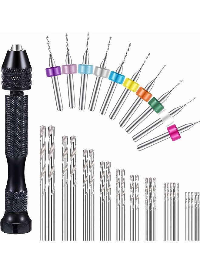 IAF 36 PCS Pin Vises Hand Drill Bit Set for Jewelry Making, Include Hand Drill, Mini Micro Drill and Twist Drills for Resin Casting Molds Diamond Tipped Bead Plastic Wood Keychain Pendant  - Image 1