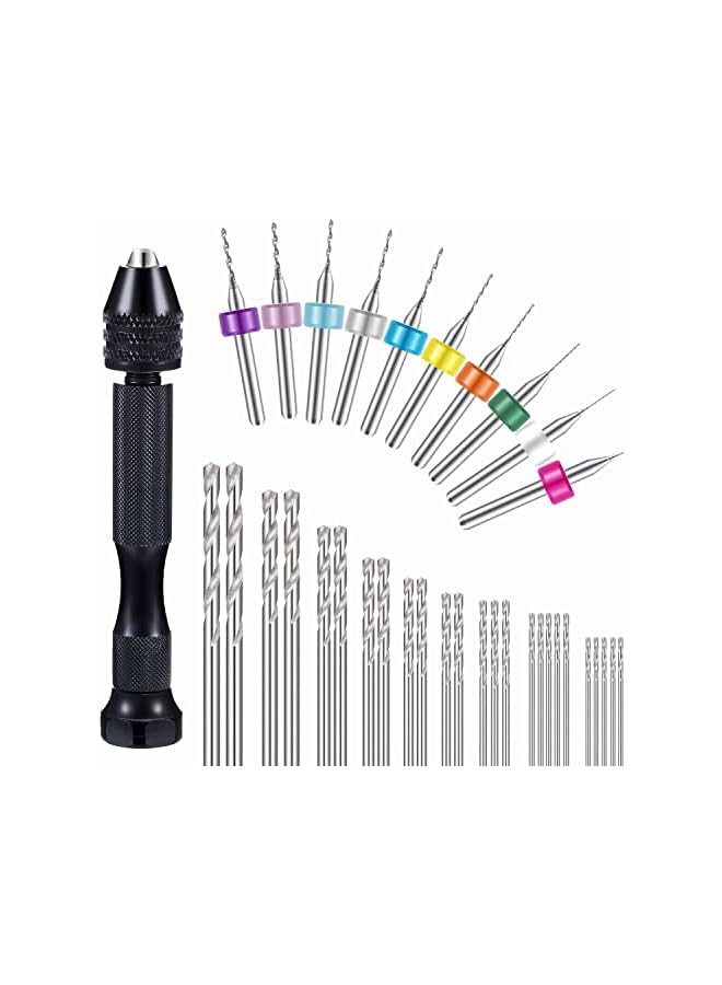 IAF 36 PCS Pin Vises Hand Drill Bit Set for Jewelry Making, Include Hand Drill, Mini Micro Drill and Twist Drills for Resin Casting Molds Diamond Tipped Bead Plastic Wood Keychain Pendant  - Image 2