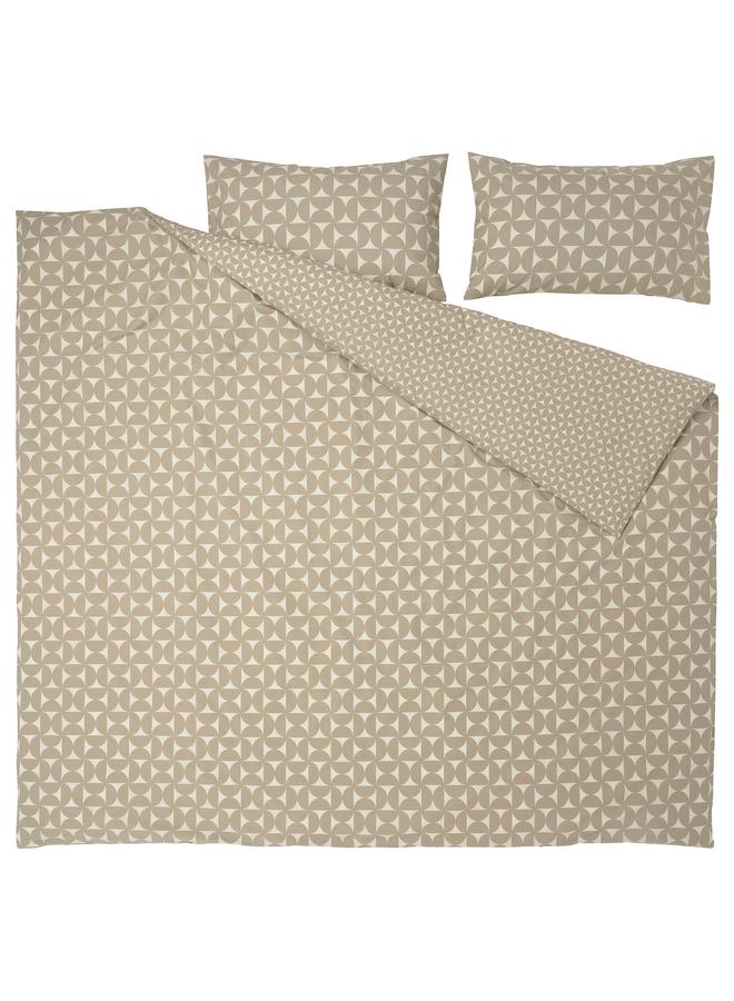 إيروريكس غطاء لحاف و2 غطاء وسادة، رمادي-بيج/عاجي، 240x220/50x80 سم - Image 5