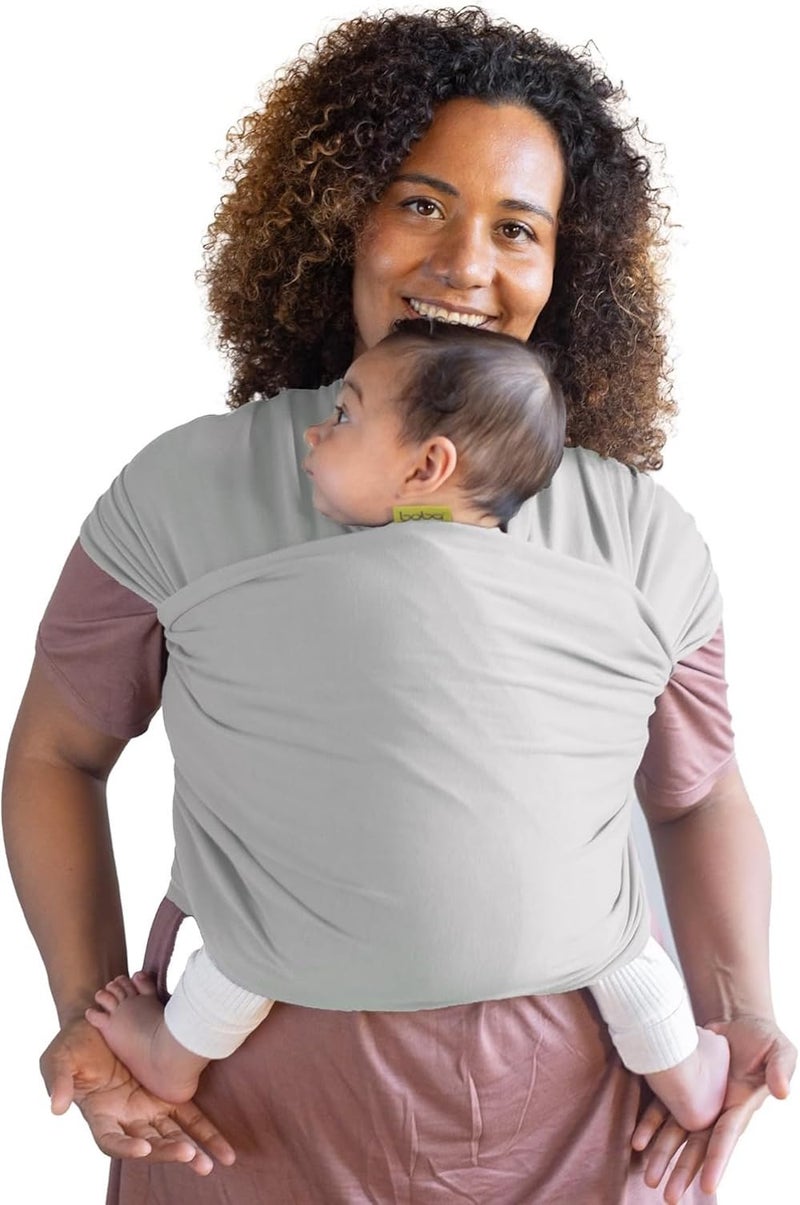 Boba Baby Wrap Carrier Original Baby Sling Carrier for Newborns 735 lbs Soft Secure HandsFree Ergonomic Ideal for Comfortable Bonding New Parents Serenity Light Grey - Image 2