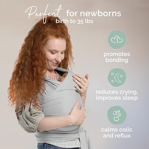 Boba Baby Wrap Carrier Original Baby Sling Carrier for Newborns 735 lbs Soft Secure HandsFree Ergonomic Ideal for Comfortable Bonding New Parents Serenity Light Grey - Image 3
