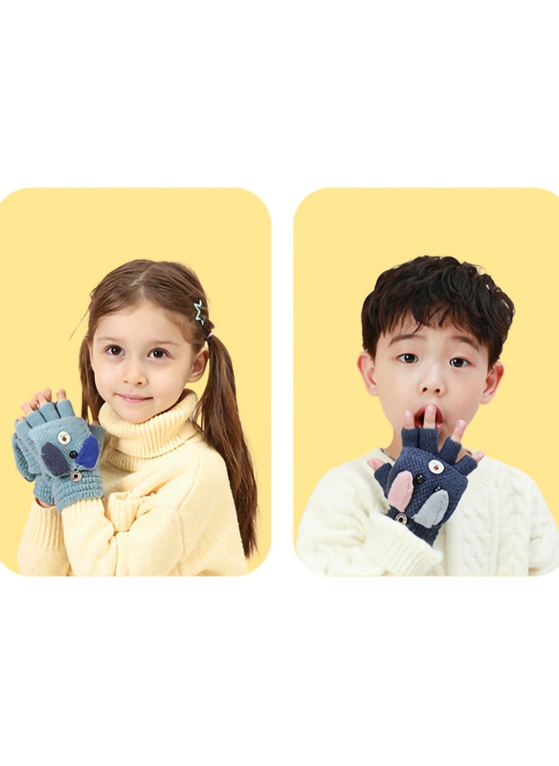 SYOSI Children's Kids Half Finger Gloves, 2 Pairs Kids Warm Winter Gloves, Fingerless Knitted Warm Winter Gloves for Boy Girl,4-9Y  - Image 3