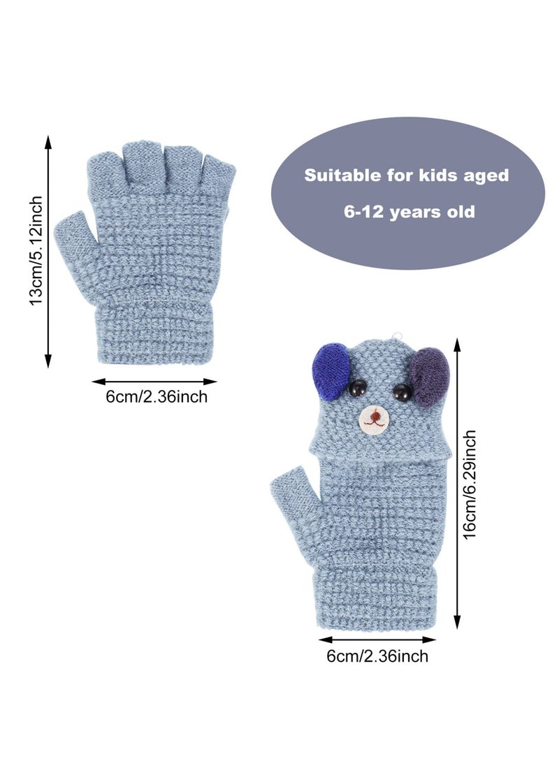 SYOSI Children's Kids Half Finger Gloves, 2 Pairs Kids Warm Winter Gloves, Fingerless Knitted Warm Winter Gloves for Boy Girl,4-9Y  - Image 5