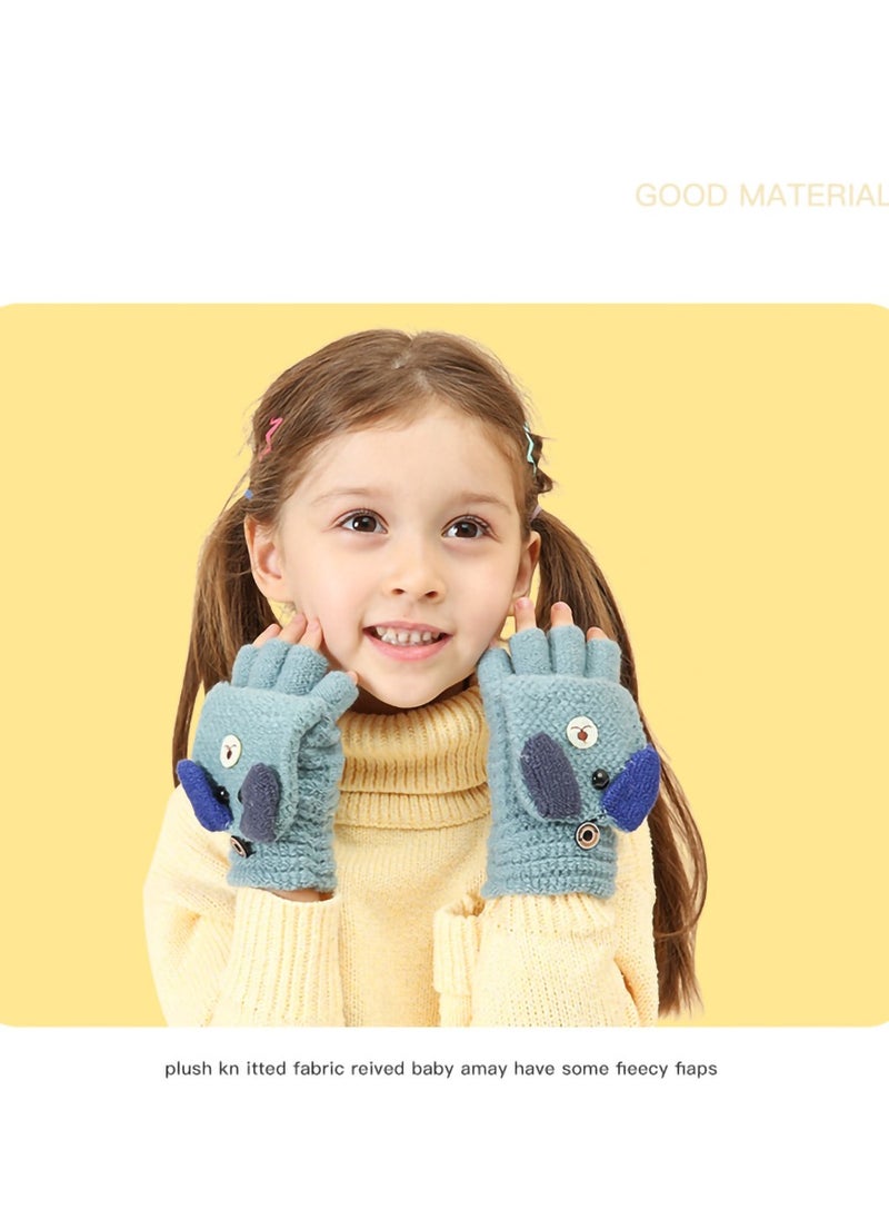 SYOSI Children's Kids Half Finger Gloves, 2 Pairs Kids Warm Winter Gloves, Fingerless Knitted Warm Winter Gloves for Boy Girl,4-9Y  - Image 2