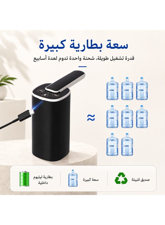Electric Water Dispenser Pump for 5 Gallon Bottles, Foldable USB Rechargeable Water Pump with 3 Dispensing Modes, Portable Low-Noise Drinking Water Dispenser for Home, Kitchen, Office, Camping - Image 2
