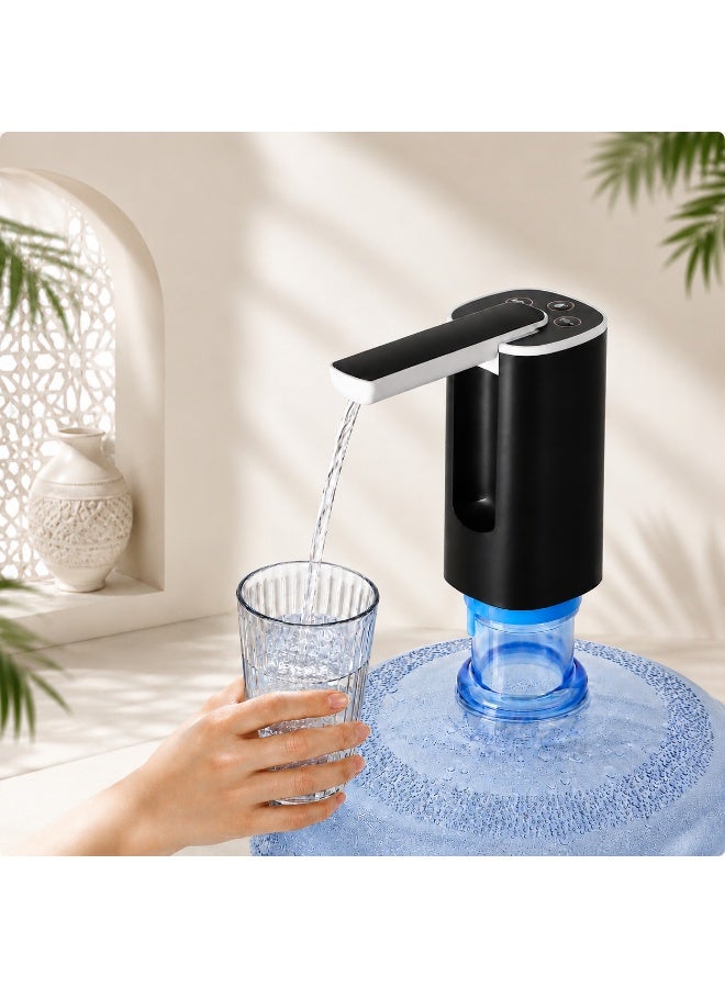 Electric Water Dispenser Pump for 5 Gallon Bottles, Foldable USB Rechargeable Water Pump with 3 Dispensing Modes, Portable Low-Noise Drinking Water Dispenser for Home, Kitchen, Office, Camping - Image 1