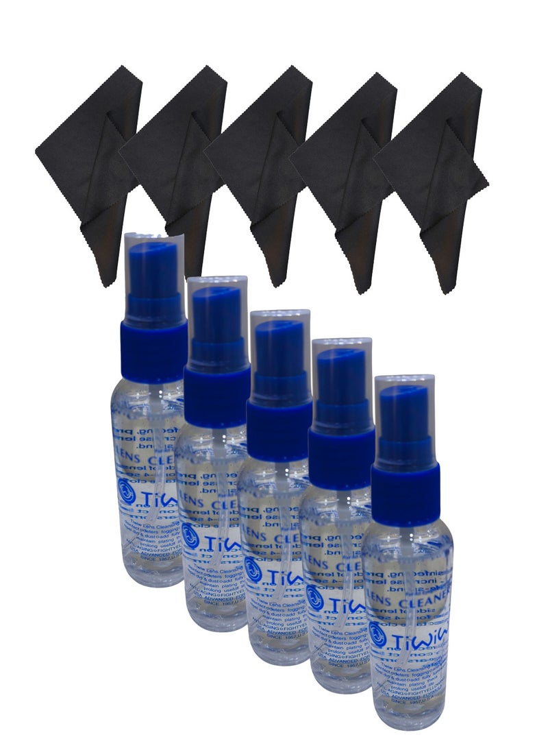 5 Pieces of Eyeglasses Lens Cleaner or Any Glass Surface Cleaner Plus 5 Cleaning Cloths or Napkins - Image 1