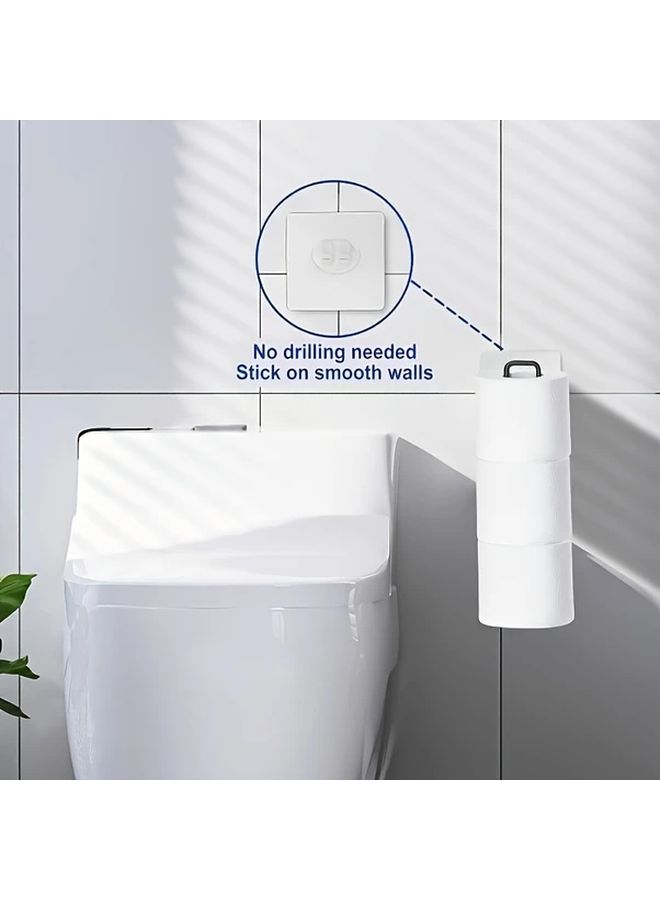 Black Iron Self Adhesive Toilet Paper Holder With Towel Bar No Drill Wall Mount - Image 2