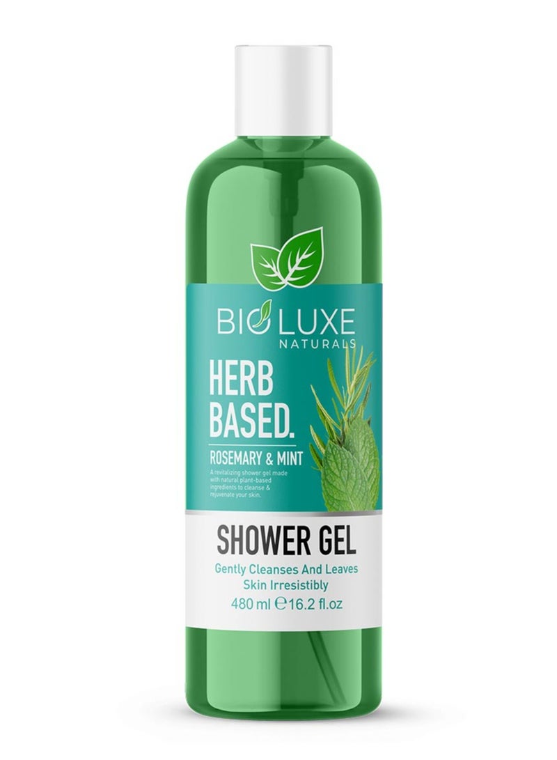 Bioluxe Naturals Herb Based Shower Gel 480ml, Rosemary & Mint, Gently Cleanses and Leaves Skin Irresistibly Softn