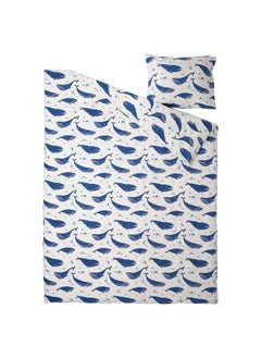 Zaboon Duvet Cover And Pillowcase, Whale Pattern Blue/White, 150X200/50X80 Cm  - Image 2