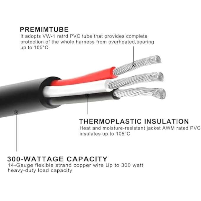 توبيز يتضمن ضوء LED الأسلاك مجموعة مفاتيح تدعم شريط إضاءة LED بقوة 300 وات وشبكة أسلاك واحدة باللون الأسود - Image 3