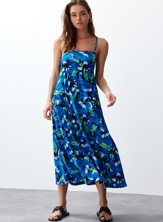 Blue Printed Adjustable Straps Square Neck A-Line Crepe/Textured Knit Maxi Dress - pzsku/ZB6C97D05BB8C15B65B3AZ/45/1749698509/30da27aa-4b43-4760-a0be-d9637e0aebb2