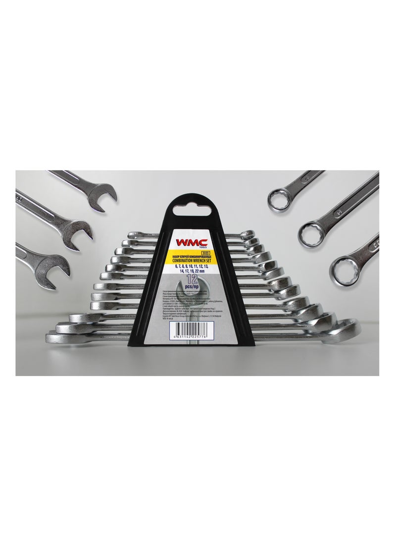 WMC TOOLS 12-Piece Combination Wrench Set (6–14, 17, 19, 22 mm) – Durable Chrome Vanadium Steel Spanners with Plastic Holder for Home & Professional Use - Image 1